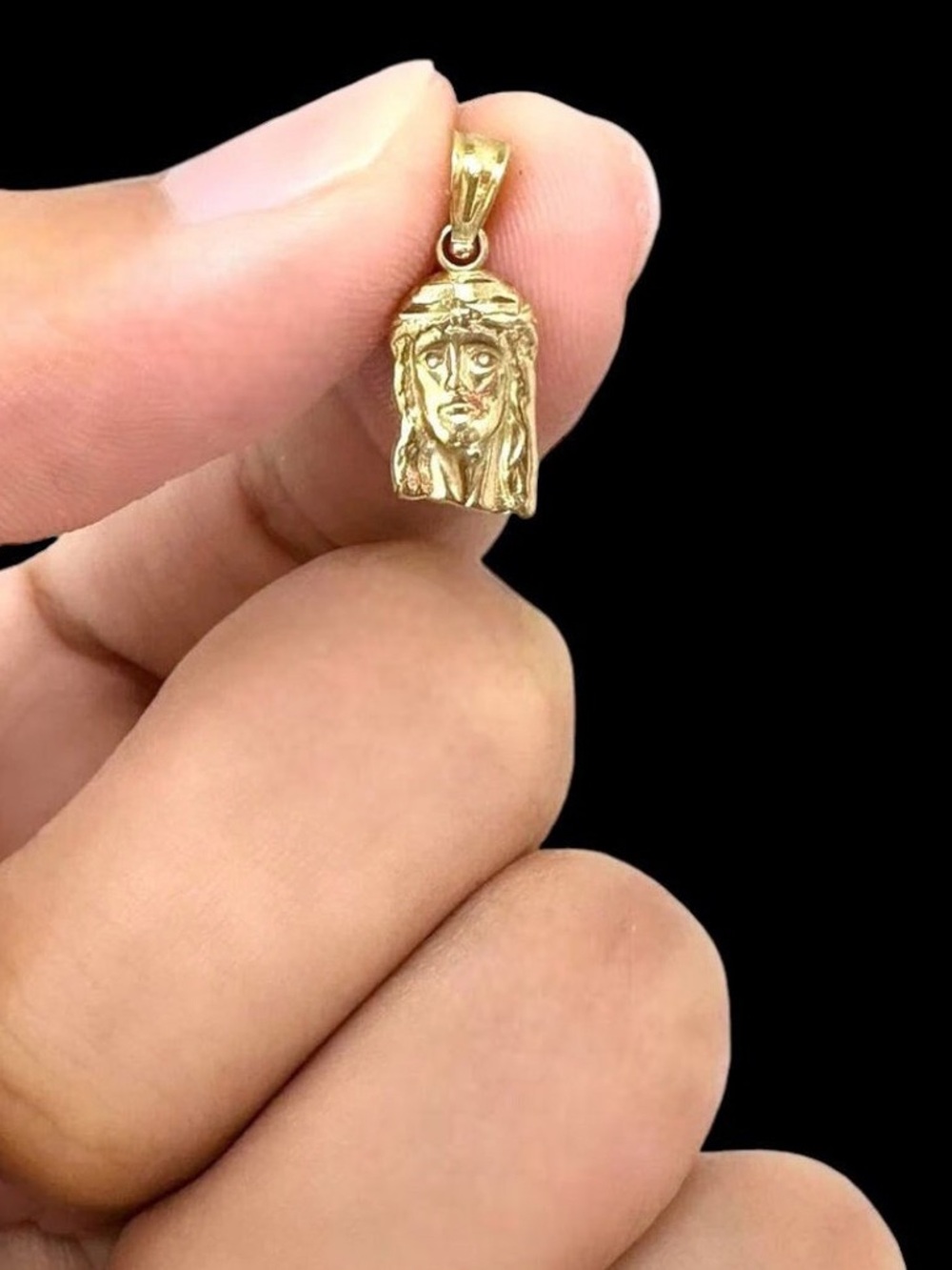 Gold Jesus Head Pendant Necklace Charm - Women's Religious Jewelry